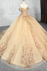 Off the Shoulder Quinceanera Ball Gown Sweet 16 Dress with Appliques and Beadings