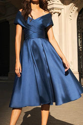 Off the Shoulder Satin Mother of the Bride Dresses in A Line Style