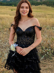 Off the Shoulder Sequin Ruffle Short Homecoming Dress
