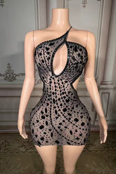 One Shoulder Homecoming Dress Cut Out Bodycon Cocktail Party Dress