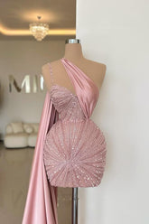 One Shoulder Homecoming Dress Sleeveless Short Cocktail Dress With Beading