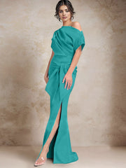 One Shoulder Mermaid Trumpet Mother of the Bride Dresses Featuring a Side Split