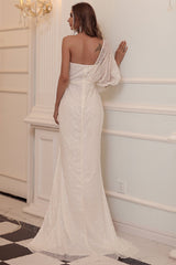 One Shoulder Prom Dress Sequined Evening Dress