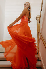Orange Homecoming Dress Chiffon Sequin Spaghetti Straps Short Prom Dress