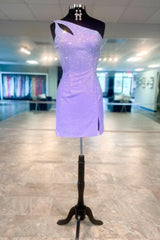 Orange Homecoming Dress One Shoulder Sequin Tight Short Prom Dress