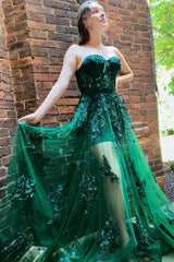 Orange Prom Dress Sheath Corset Long Evening Dress with Appliques