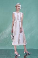 Patchwork Lace Sleeveless A Line Casual Summer Dress