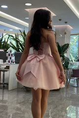 Pink Homecoming Dress A Line Sweetheart Corset Short Cocktail Dresses