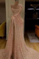 Pink Mermaid Prom Dress Sleeveless Strapless Formal Dress