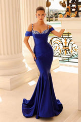 Pink Mermaid Prom Dress Spaghetti Straps Beaded Formal Dress