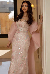 Pink Mermaid Prom Dress Sweetheart Sequined Formal Dress