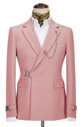 Pink One Button Close Fitting Notched Lapel Prom Men's Suit