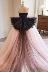 Pink Prom Dress A Line Tulle Lace Long Formal Evening Dress