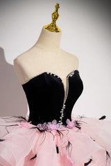 Pink Prom Dress Sweetheart Neck Tulle Long Prom Gown Evening Dress