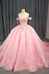 Pink Quincenera Dress Ball Gown Off The Shoulder Sweet 16 Dress