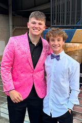 Pink Shawl Lapel Jacquard 2 Piece Men's Prom Suit