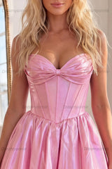 Pink Sweetheart A Line Short Corset Homecoming Dress