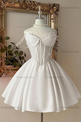 Pink Sweetheart Corset A-Line Homecoming Dress with Pearl Straps