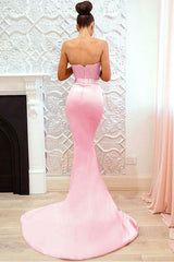 Pink Sweetheart Mermaid Lace Evening Dress