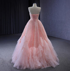 Pink Sweetheart Quinceanera Dress Sequined Sleeveless Formal Party Dress