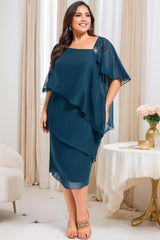 Plus Size Knee Length Mother of the Bride Sheath Column Dresses with Beading & Sequins