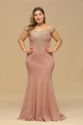 Plus Size Off the Shoulder Evening Dress Mermaid Bridesmaid Dress
