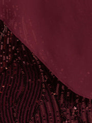Plus Size Sequined A Line Mother of the Bride Dress with Scoop Neck and Half Sleeves