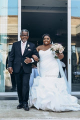 Plus Size Wedding Dress Ivory Ruffled Strapless Mermaid Bridal Gown
