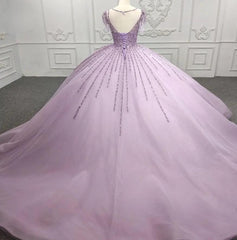Purple A Line Quinceanera Dress Sequined Party Ball Gown Sweet 16 Dress