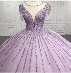 Purple A Line Quinceanera Dress Sequined Party Ball Gown Sweet 16 Dress
