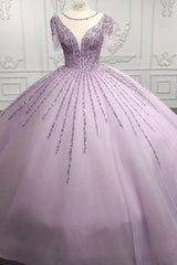 Purple A Line Quinceanera Dress Sequined Party Ball Gown Sweet 16 Dress
