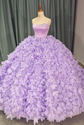 Purple Ball Gown Sweet 16 Dress Lace Up Strapless Quinceanera Dress