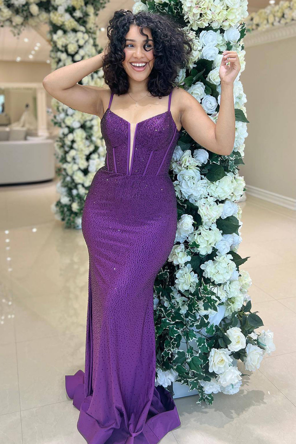 Purple Mermaid Long Corset Prom Dress