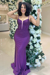 Purple Mermaid Long Corset Prom Dress