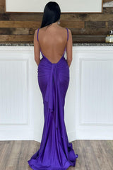 Purple Prom Dress Mermaid Long Evening Dress with Ruffles
