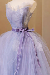 Purple Prom Dress Tulle Lace Long Prom Gown Formal Evening Dress