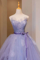 Purple Prom Dress Tulle Lace Long Prom Gown Formal Evening Dress
