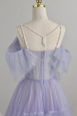 Purple Prom Dress Tulle Long Evening Dress