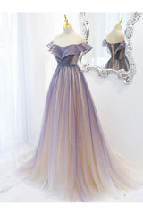 Purple Prom Dress Tulle Long Evening Dress