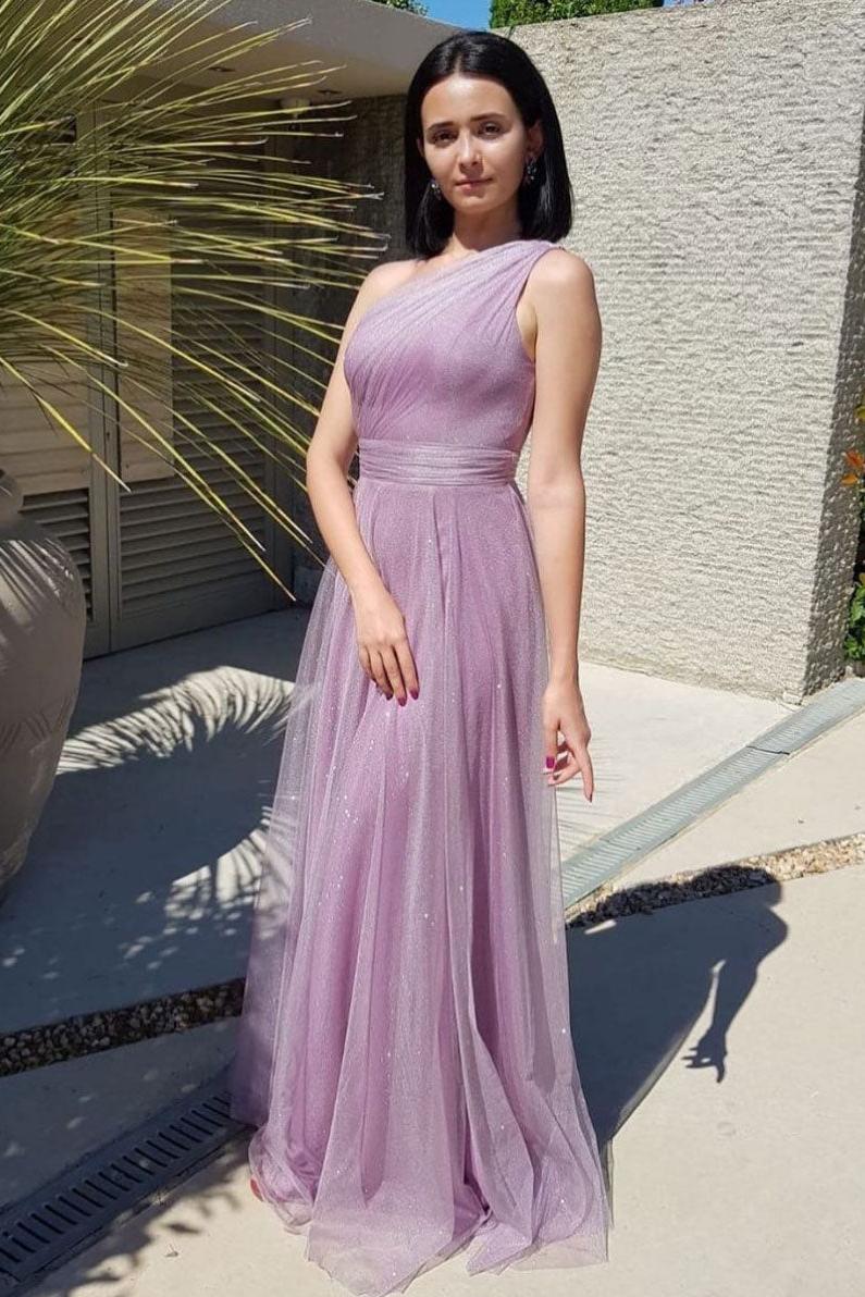 Purple Prom Dress Tulle Long Evening Dress