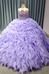 Purple Quinceanera Ball Gown Strapless Dress Sweet 16 Dress