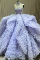 Purple Quinceanera Dress Ball Gown Strapless Lace Sweet 16 Dress