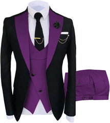 Purple Shawl Lapel 3 Piece Prom Suit
