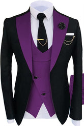 Purple Shawl Lapel 3 Piece Prom Suit