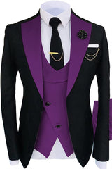 Purple Shawl Lapel 3 Piece Prom Suit