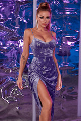 Purple Velvet Cocktail Dress Party Dress