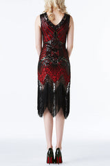 Red Glitter Fringe Flapper 1920s Gatsby Party Dress