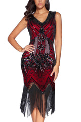 Red Glitter Fringe Flapper 1920s Gatsby Party Dress
