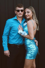 Red Homecoming Dress Tight Sequin Backless Short Prom Dress