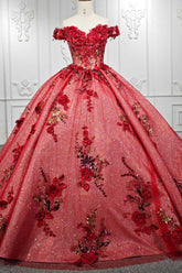 Red Off the Shoulder Quinceanera Dress Ball Gown Sweet 16 Dress